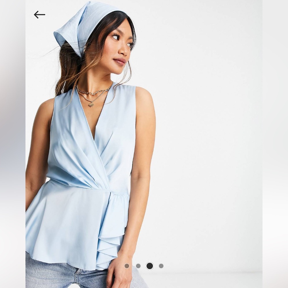 River Island drapey Satin Sleeveless blouse in Blue size US 8